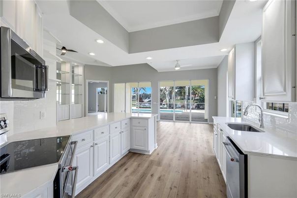 Interior, Kitchen, Recessed Lighting, Wood Texture Flooring