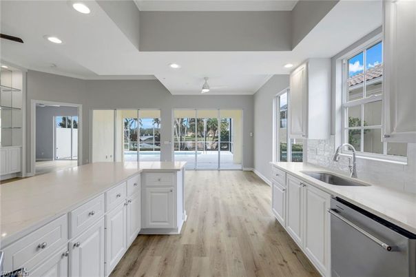 Interior, Kitchen, Recessed Lighting, Wood Texture Flooring