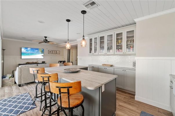 Dining room, Interior, Living room, Pendant Lights, Wood Texture Flooring