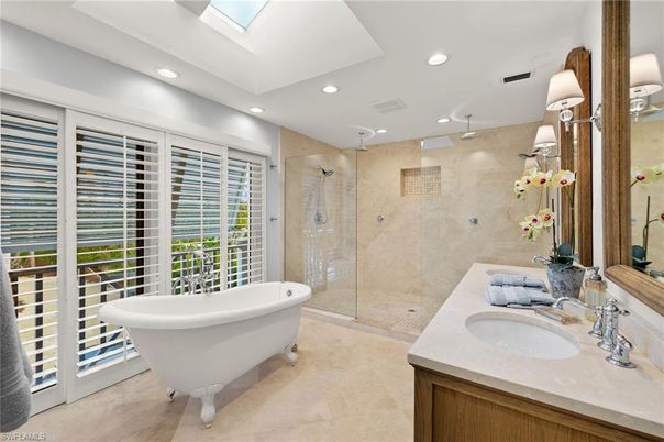 Bathroom, Dual Sink Vanities, Free Standing Baths, Glass Shower, Interior, Recessed Lighting