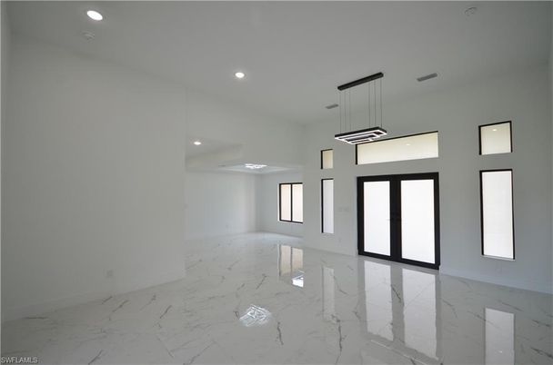 Empty room, Interior, Marble, Pendant Lights, Recessed Lighting