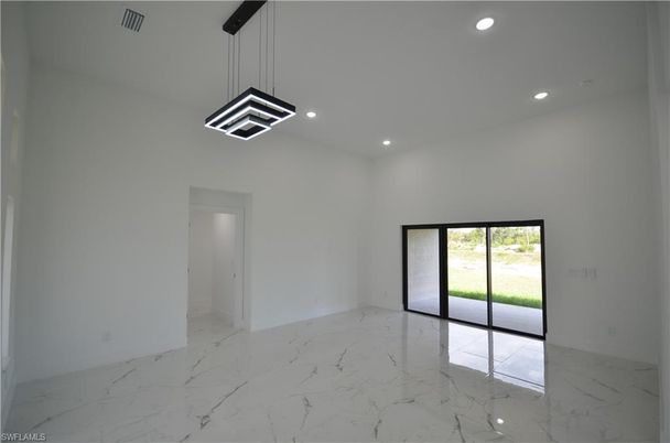 Empty room, Interior, Marble, Pendant Lights, Recessed Lighting