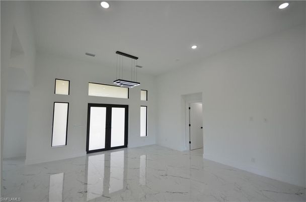 Empty room, Interior, Marble, Pendant Lights, Recessed Lighting