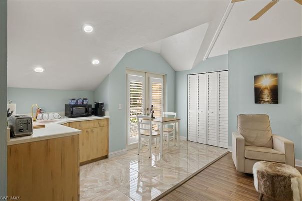 Dining room, Interior, Recessed Lighting, Wood Texture Flooring