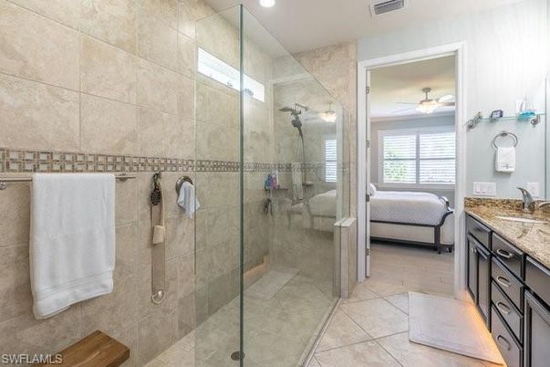 Bathroom, Glass Shower, Interior, Recessed Lighting