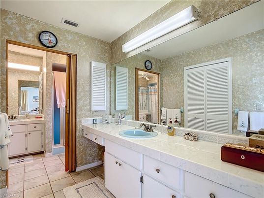 Bathroom, Dual Sink Vanities, Interior, Tile Countertops
