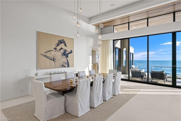 Dining room, Interior, Pendant Lights, Water