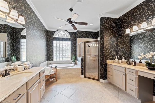 Bathroom, Dual Sink Vanities, Glass Shower, Interior, Recessed Lighting