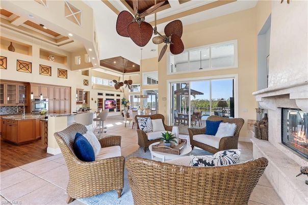 Dining room, Fireplace, Interior, Kitchen, Living room, Pendant Lights, Recessed Lighting, Stainless Steel Appliances, Wood Texture Flooring