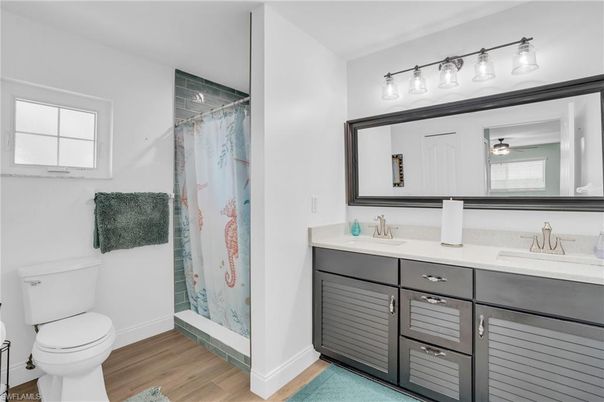 Bathroom, Dual Sink Vanities, Interior, Wood Texture Flooring