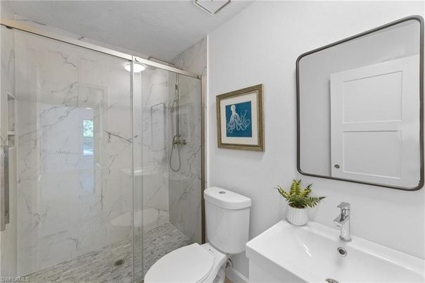 Bathroom, Glass Shower, Interior, Marble Walls