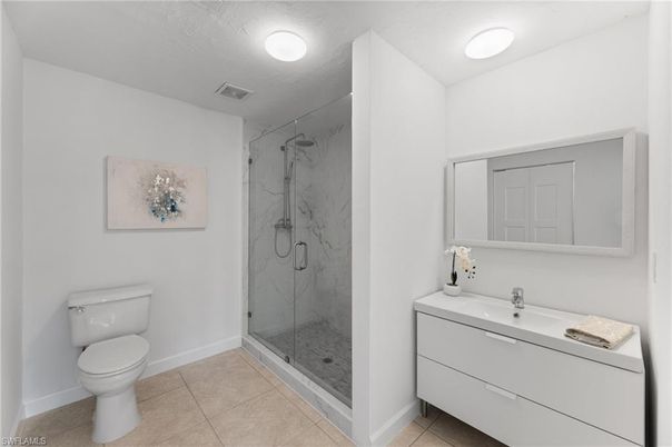 Bathroom, Glass Shower, Interior, Marble Walls, Recessed Lighting