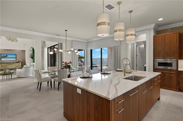 Dining room, Interior, Kitchen, Living room, Pendant Lights, Recessed Lighting, Stainless Steel Appliances, Water