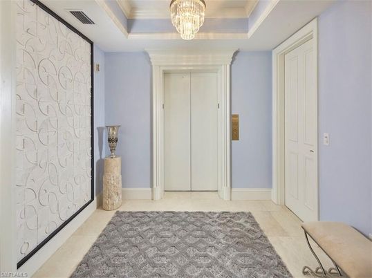 Chandelier, Elevator, Interior