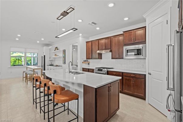Interior, Kitchen, Pendant Lights, Recessed Lighting, Stainless Steel Appliances