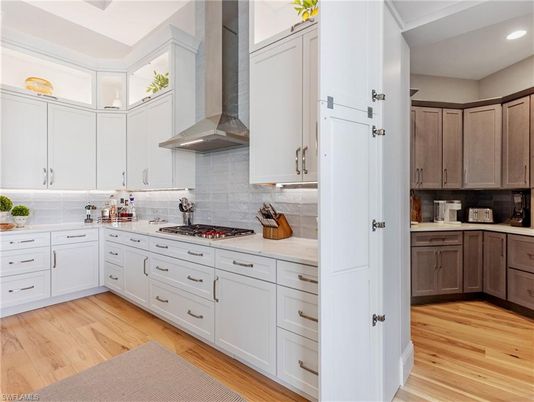 Interior, Kitchen, Recessed Lighting, Wood Texture Flooring
