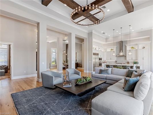 Interior, Kitchen, Living room, Pendant Lights, Recessed Lighting, Stainless Steel Appliances, Wood Texture Flooring