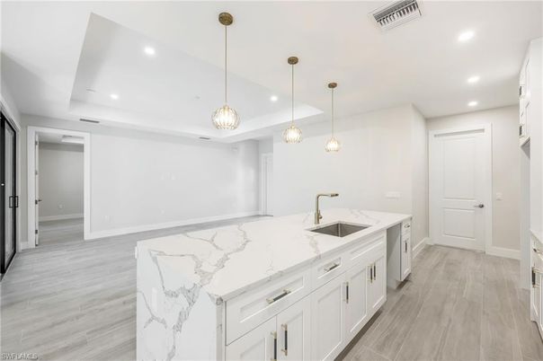 Interior, Kitchen, Pendant Lights, Recessed Lighting, Wood Texture Flooring