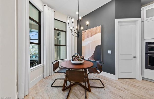 Chandelier, Dining room, Interior, Pendant Lights, Wood Texture Flooring