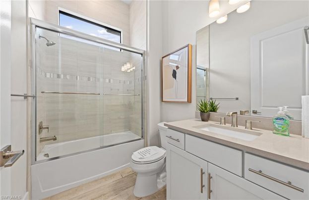 Bathroom, Glass Shower, Interior, Wood Texture Flooring