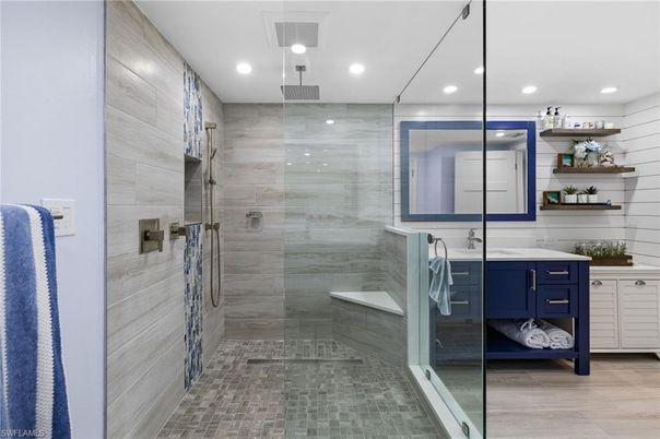 Bathroom, Glass Shower, Interior, Recessed Lighting