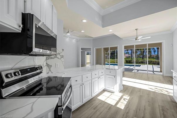 Interior, Kitchen, Recessed Lighting, Wood Texture Flooring