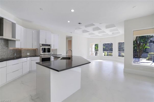Interior, Kitchen, Marble, Recessed Lighting, Stainless Steel Appliances