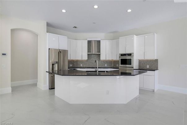 Interior, Kitchen, Marble, Recessed Lighting, Stainless Steel Appliances