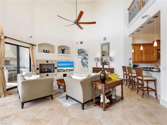 Dining room, Fireplace, Interior, Kitchen, Living room, Pendant Lights
