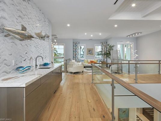 Interior, Kitchen, Living room, Recessed Lighting, Wood Texture Flooring