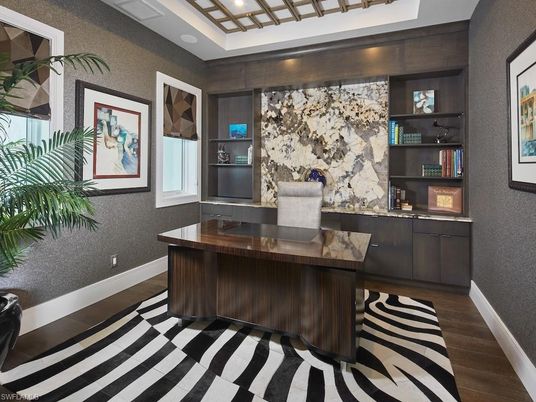 Home Office, Interior, Recessed Lighting, Wood Texture Flooring