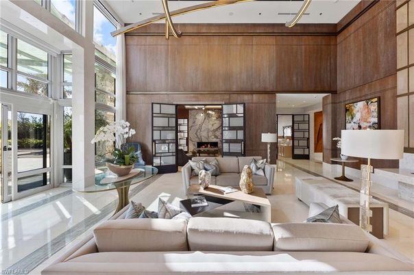 Fireplace, Interior, Living room, Recessed Lighting, Wooden Walls