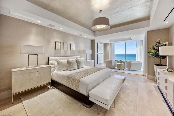 Bedroom, Interior, Recessed Lighting, Water, Wood Texture Flooring