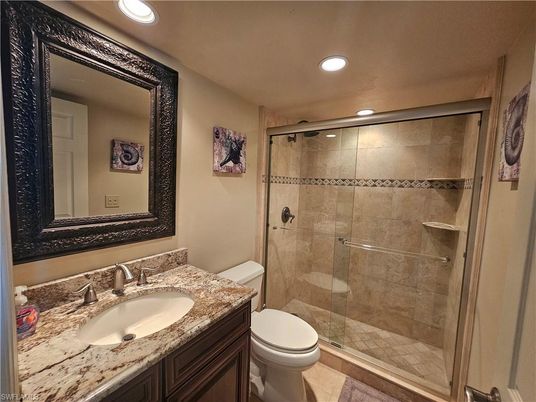 Bathroom, Glass Shower, Interior, Recessed Lighting