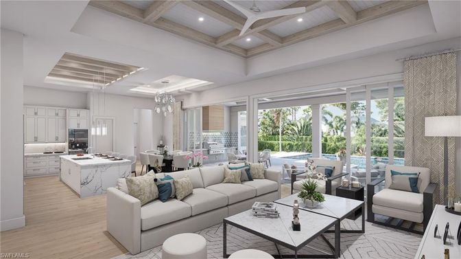 Dining room, Interior, Kitchen, Living room, Pendant Lights, Recessed Lighting, Wooden Beams, Wooden Ceilings, Wood Texture Flooring