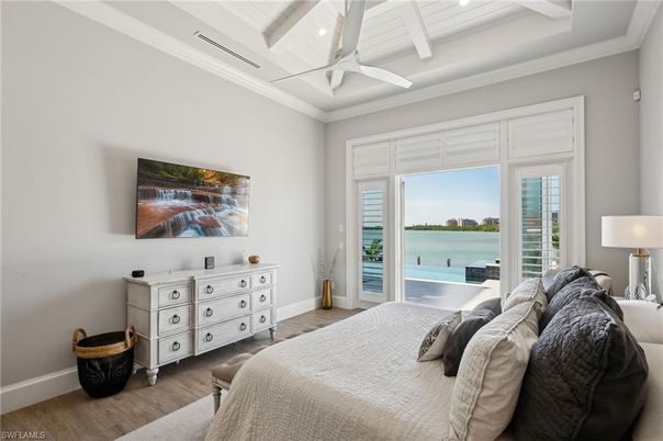 Bedroom, Interior, Recessed Lighting, Water, Wood Texture Flooring