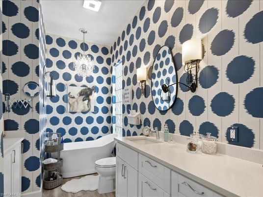 Bathroom, Interior, Pendant Lights, Wood Texture Flooring