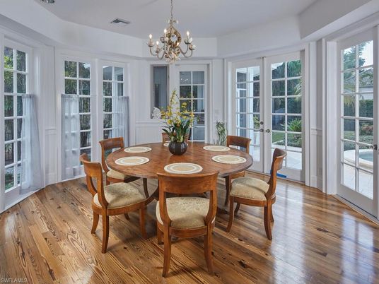 Chandelier, Dining room, Interior, Wood Texture Flooring