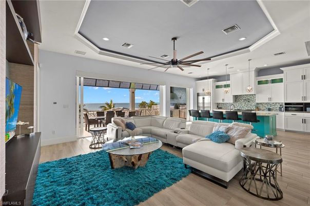Dining room, Interior, Kitchen, Living room, Pendant Lights, Recessed Lighting, Water, Wood Texture Flooring
