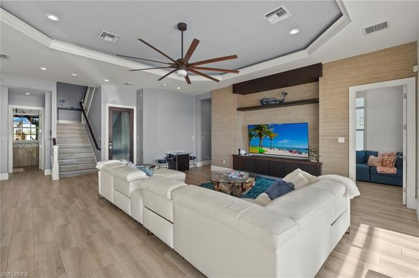 Interior, Living room, Recessed Lighting, Wood Texture Flooring