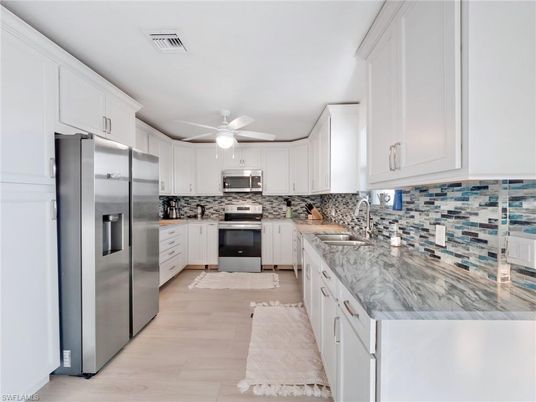 Interior, Kitchen, Stainless Steel Appliances, Wood Texture Flooring