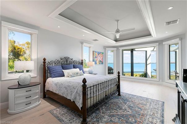 Bedroom, Interior, Recessed Lighting, Water, Wood Texture Flooring