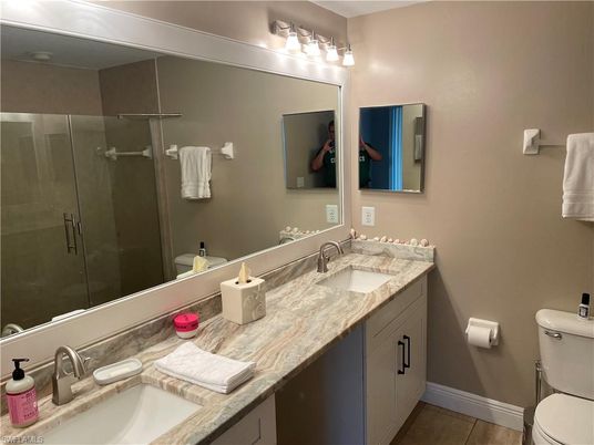 Bathroom, Dual Sink Vanities, Glass Shower, Interior