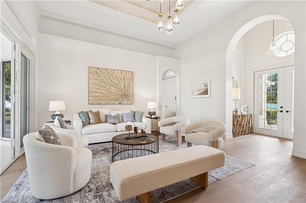 Interior, Living room, Pendant Lights, Wood Texture Flooring