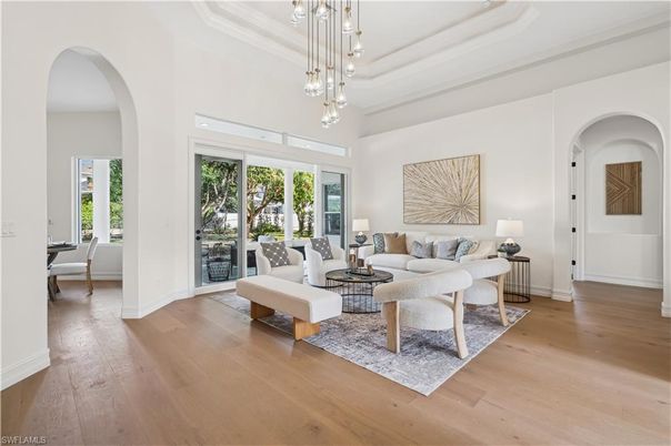 Interior, Living room, Pendant Lights, Wood Texture Flooring
