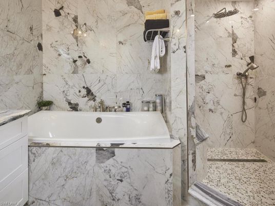 Bathroom, Glass Shower, Interior, Marble Walls