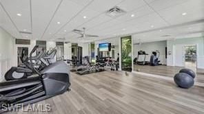 Fitness Equipment, Gym, Interior, Recessed Lighting, Wood Texture Flooring