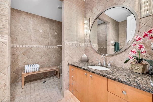 Bathroom, Dual Sink Vanities, Interior, Stone Walls