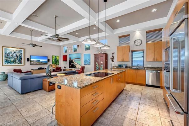 Interior, Kitchen, Living room, Pendant Lights, Recessed Lighting, Stainless Steel Appliances