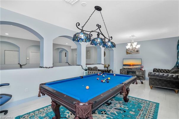 Billiard Table, Chandelier, Fireplace, Game Room, Interior, Pendant Lights, Recessed Lighting